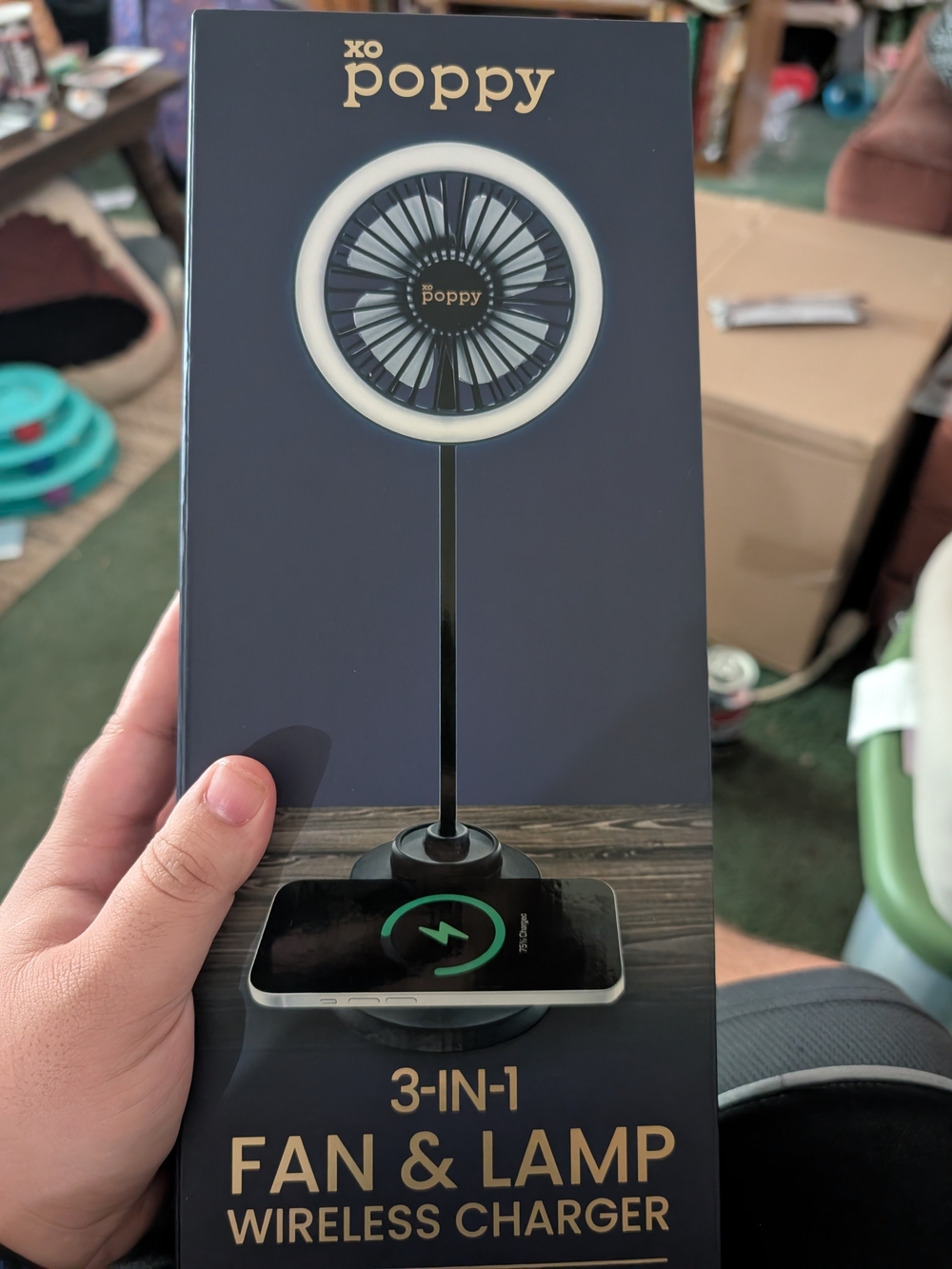 Black 3-in-1 Fan & Lamp Wireless Charger